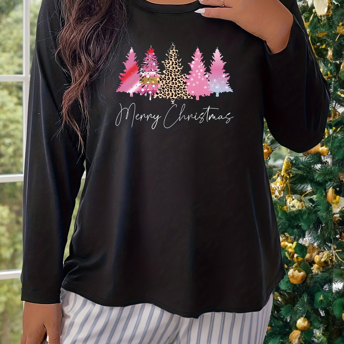 Christmas Tree Print Lounge Top