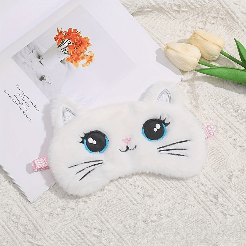Cartoon Cat Sleep Eye Mask Plush Blackout Blindfold
