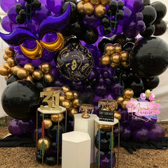 61pc Purple Balloon Set - 30 Confetti Balloons, 25 Metallic Balloons, Ribbon
