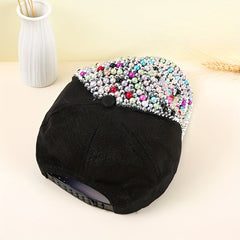 Sparkling Baseball Cap Colorful Rhinestone Faux Pearl Sun Hat