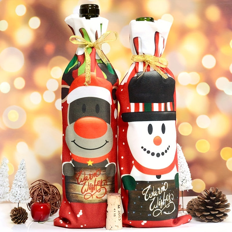 Christmas Wine Bottle Bag Santa Snowman Deer Red Wine Set