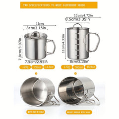 Outdoor Stainless Steel Folding Water Cup 12-17oz Boiling Cup