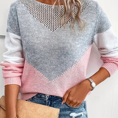 Block Cut Out Sweater Long Sleeve for Fall & Winter