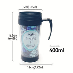 400ml Double Layer Plastic Water Cup Letter Pattern Leakproof Bottle