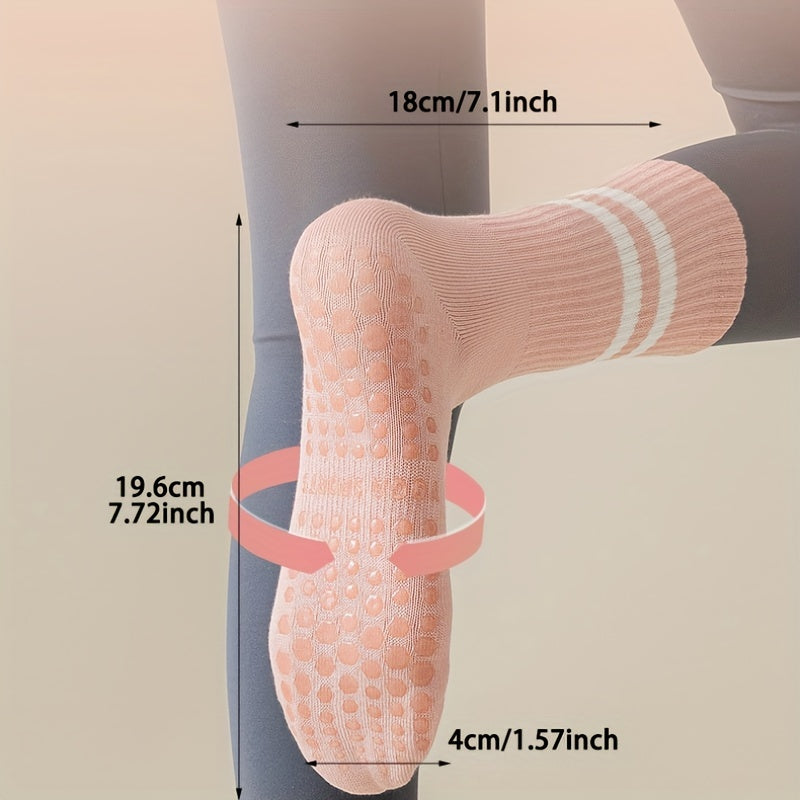 3 Pairs Non slip Yoga Socks With Grips Mid tube Socks Breathable & Comfortable