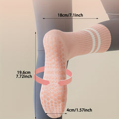 3 Pairs Non slip Yoga Socks With Grips Mid tube Socks Breathable & Comfortable