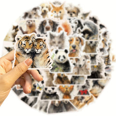 50pcs Cartoon Animals Graffiti Stickers Waterproof DIY Handbook Stickers