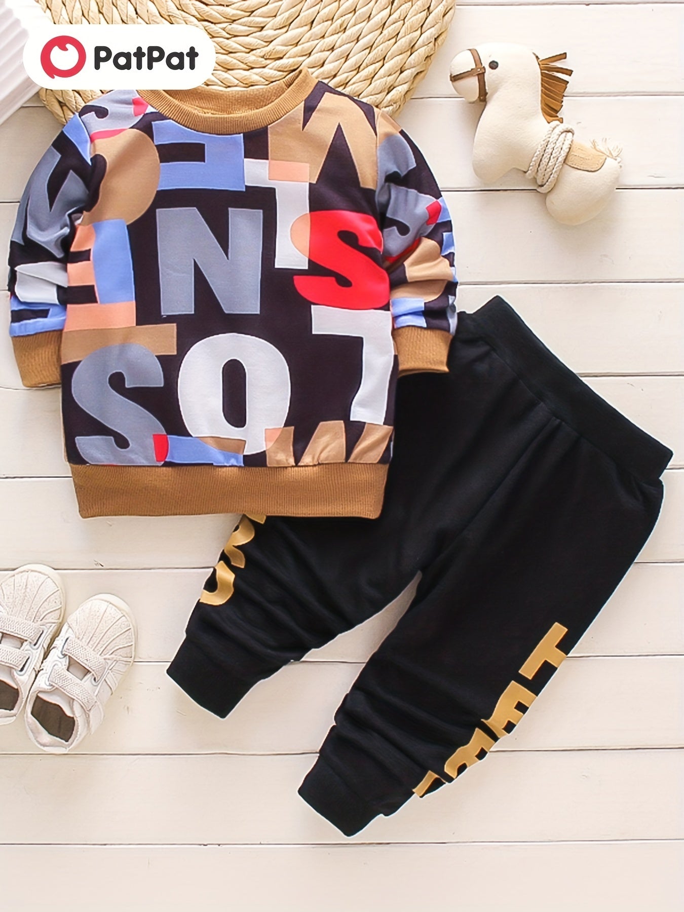 Toddler Boy Letter Print Sweatshirt & Pants Set