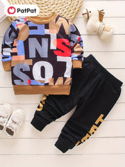 Toddler Boy Letter Print Sweatshirt & Pants Set