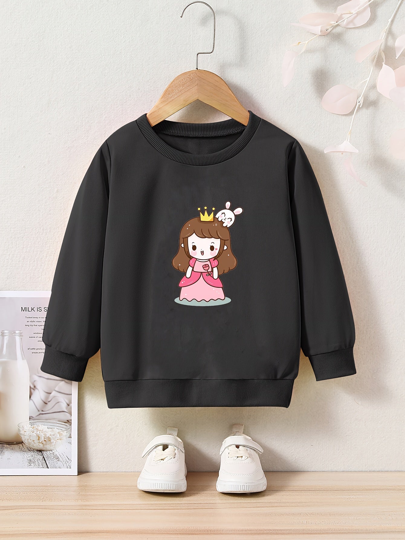 OERYUI Adorable Princess Graphic Pullover Top for Kids
