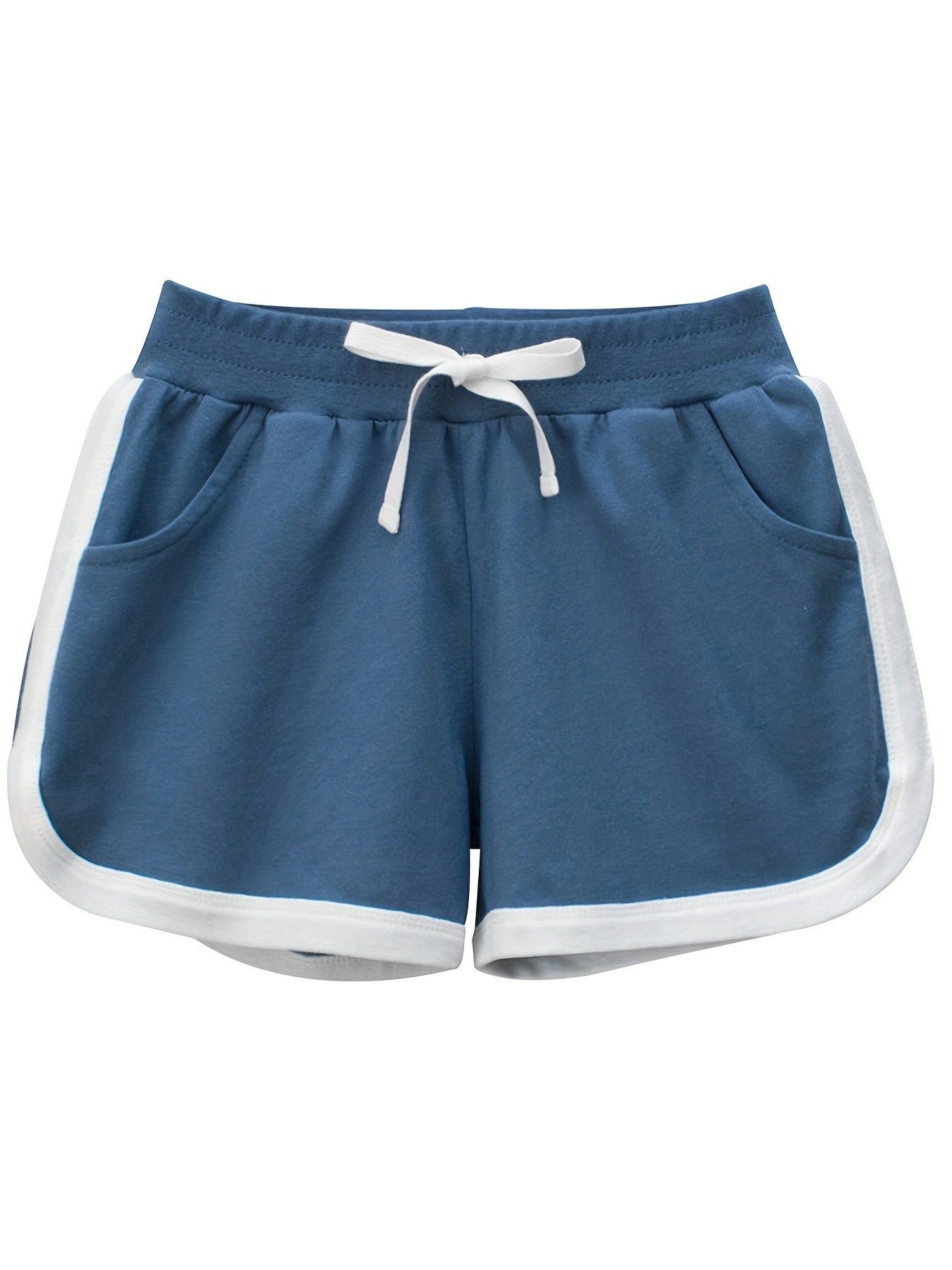 Girls' Contrast Binding Elastic Waist Casual Shorts