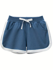 Girls' Contrast Binding Elastic Waist Casual Shorts