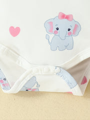 Baby Girls Elephant Romper & Skirt Set with Headband