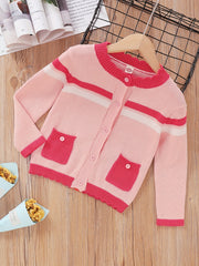 Striped Knitted Girls Sweater Pullover - Fall Winter Casual