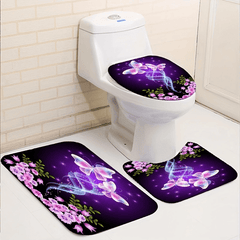 Butterfly Flower Shower Curtain Bathroom Set