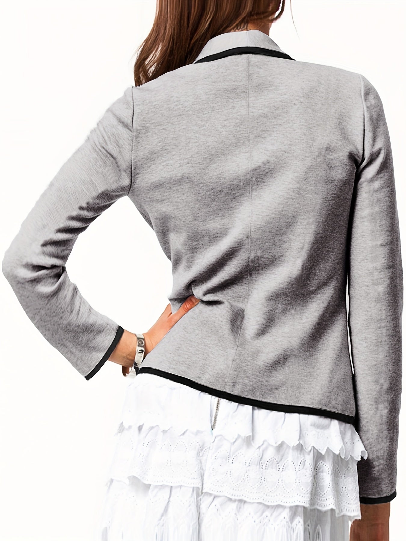 Shawl Collar Blazer with Contrast Trim