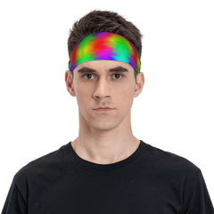 Rainbow Gradient Headband, Soft Polyester Blend for Sports