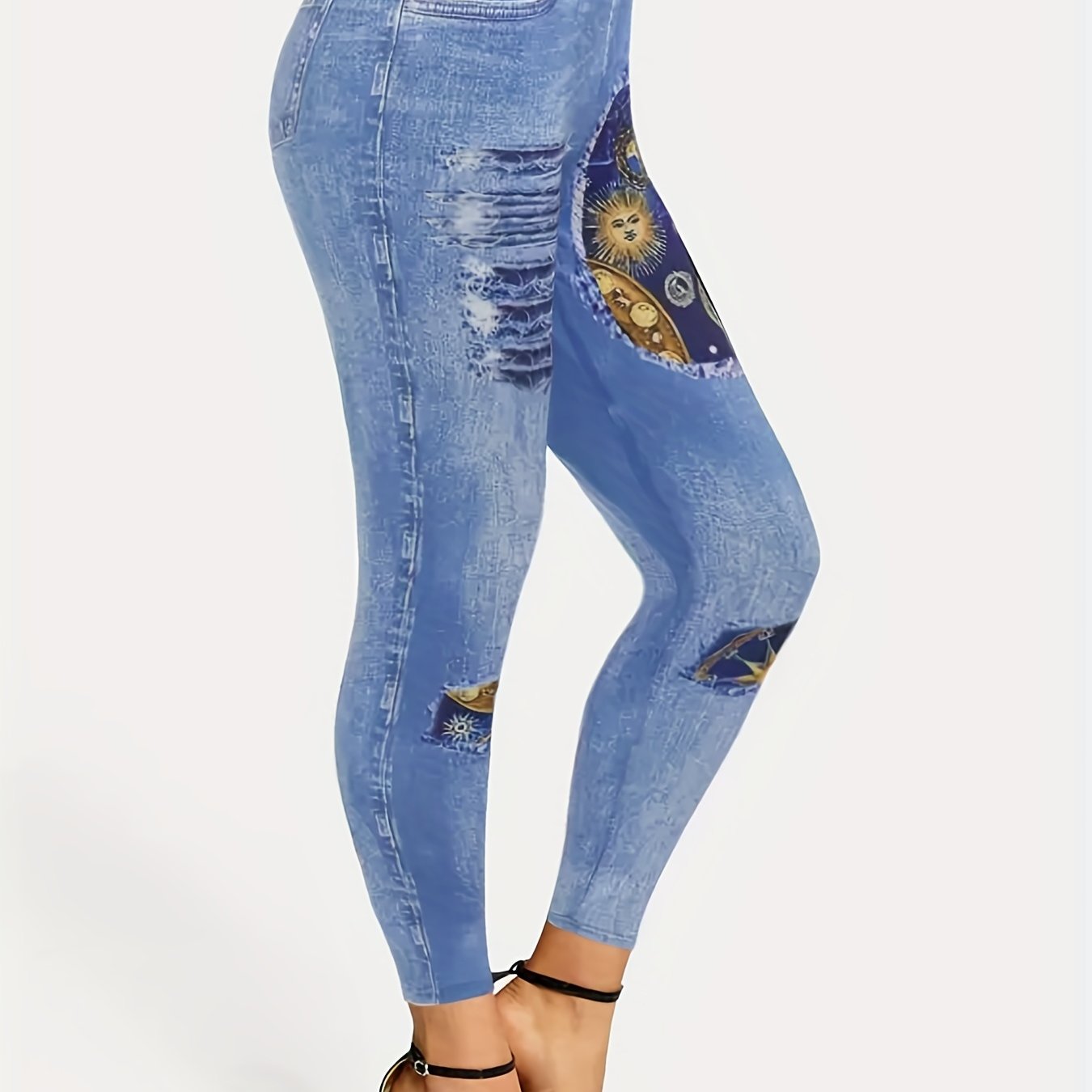 Sun & Moon Denim Print Leggings