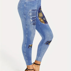 Sun & Moon Denim Print Leggings
