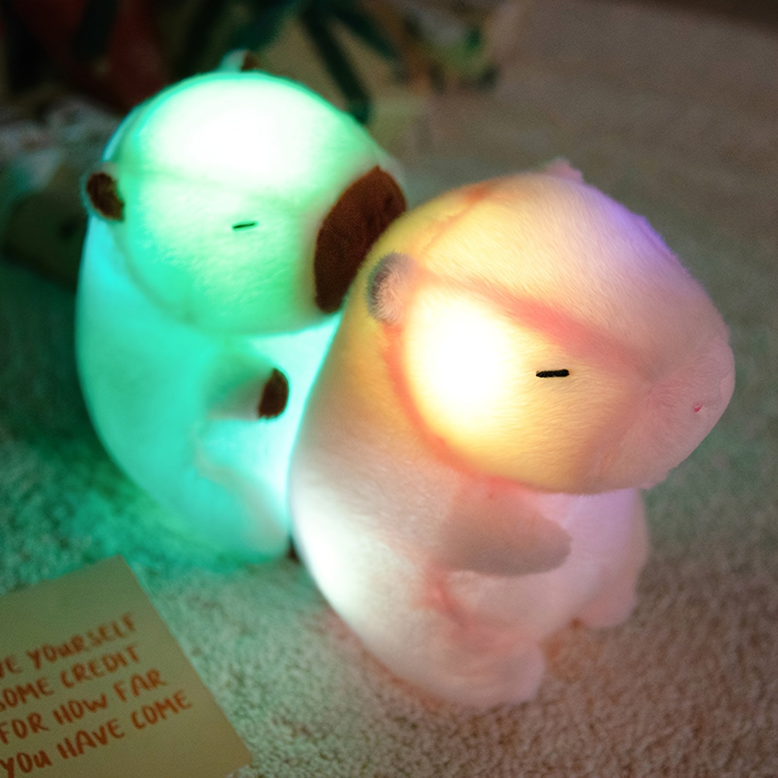 AKKUN Light Up Capybara Plush Toy 9.84 inch Soft Glowing Stuffed Animal