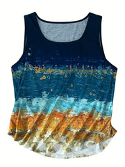 Painting Print Round Neck Tank Top