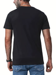 Retro Print Men's Graphic Crew Neck Tee Casual Comfy Tshirt