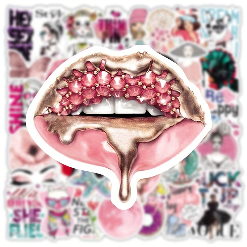 50pcs Vsco Wind Pink Series Graffiti Stickers Waterproof Decorative S