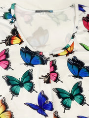 Colorful Butterfly Print Lounge Bodysuit Short Sleeve Romper