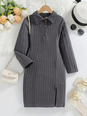 Girls' Slim Fit Knitted Sweater Dress