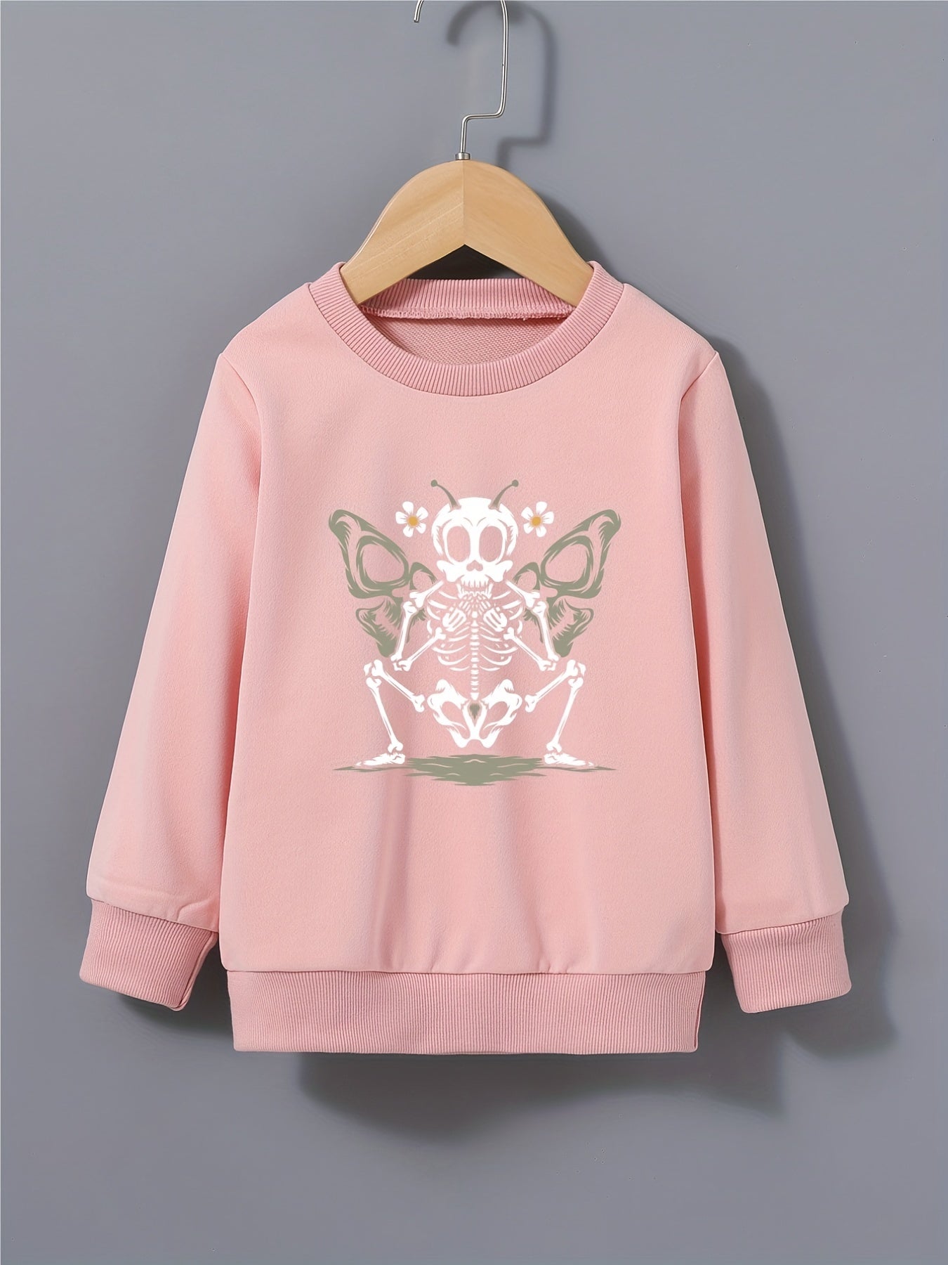 Kid's Halloween Butterfly Skeleton Sweatshirt Crew Neck Pullover