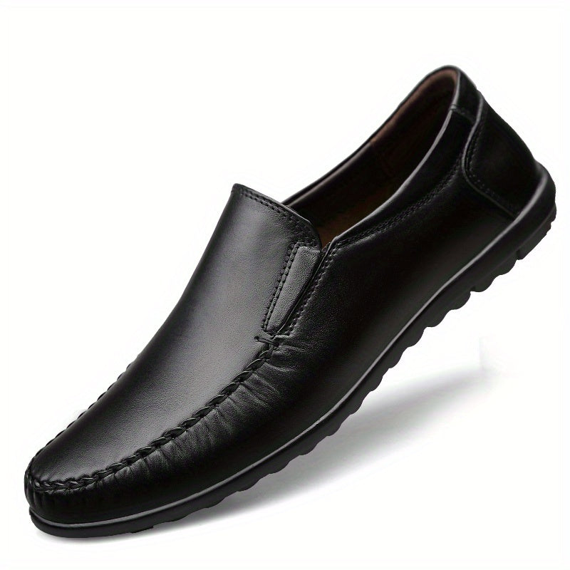 Men's Leather Stitch Loafer Shoes Wear resistant Non Slip Casual Shoes