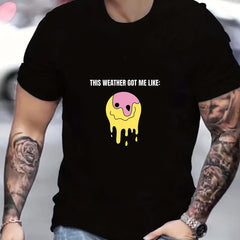 Smile Face Print Men's Graphic Crew Neck Active T Shirt