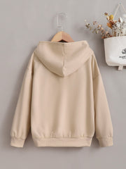 Girls Letter Print Cotton Hoodie