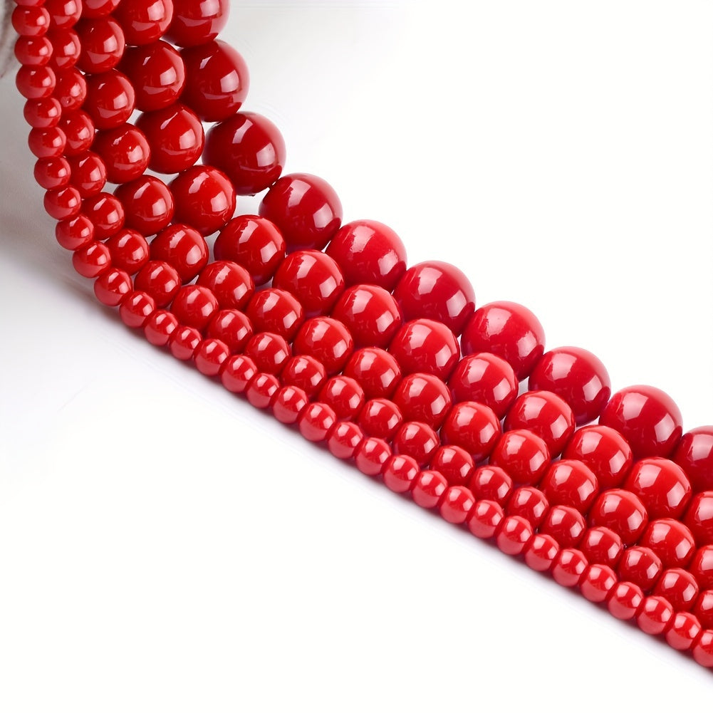 Red Coral Stone Round Loose Beads 4-12mm Spacer Beads DIY Jewelry Making