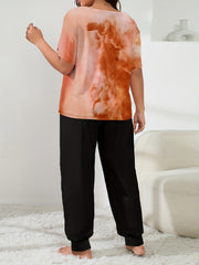 Tie Dye Tee & Pants Set Comfort Pajamas Two Piece Set