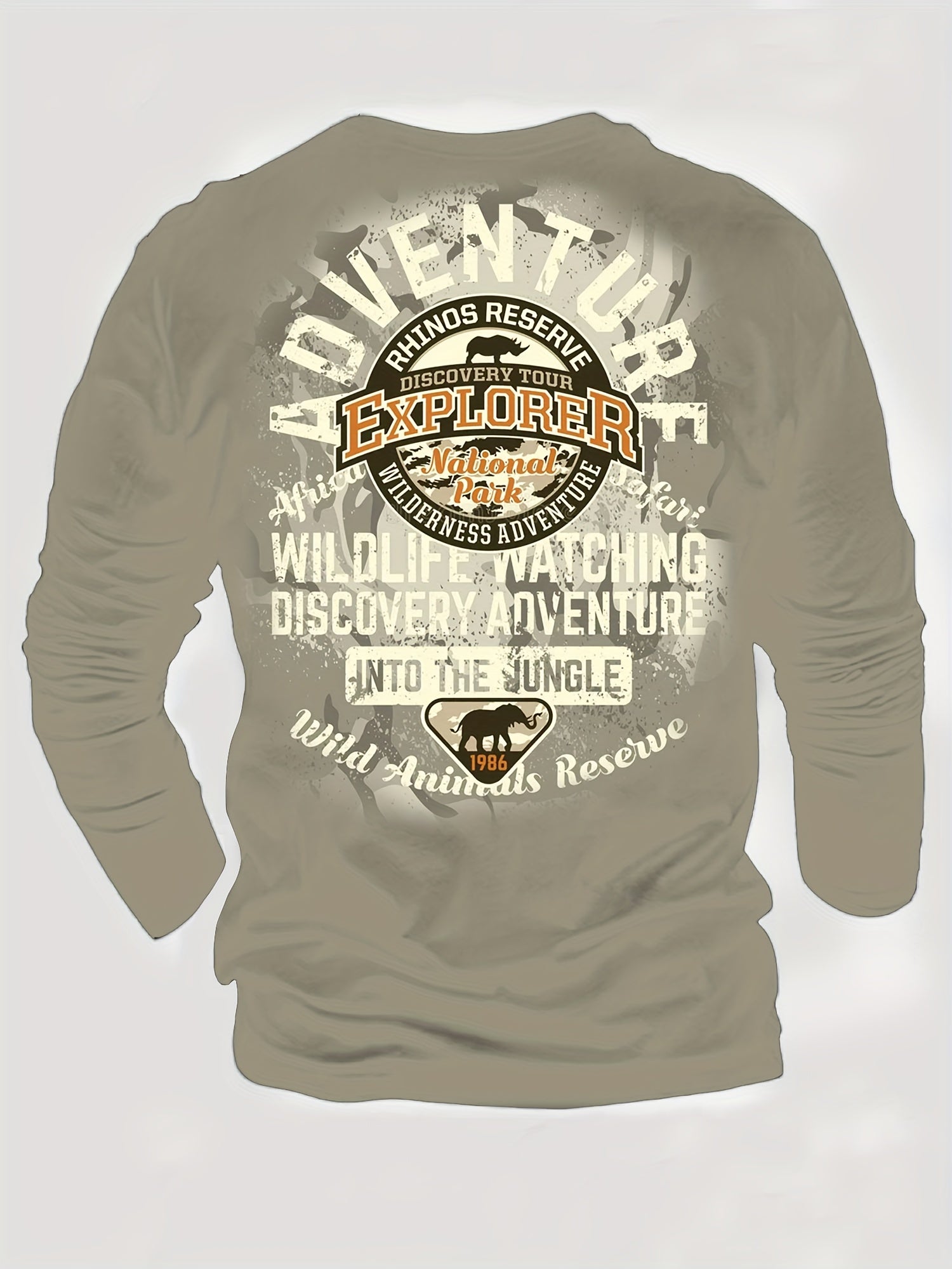 Vintage 'EXPLORER' Letters Print Men's Graphic Round Neck T-shirt