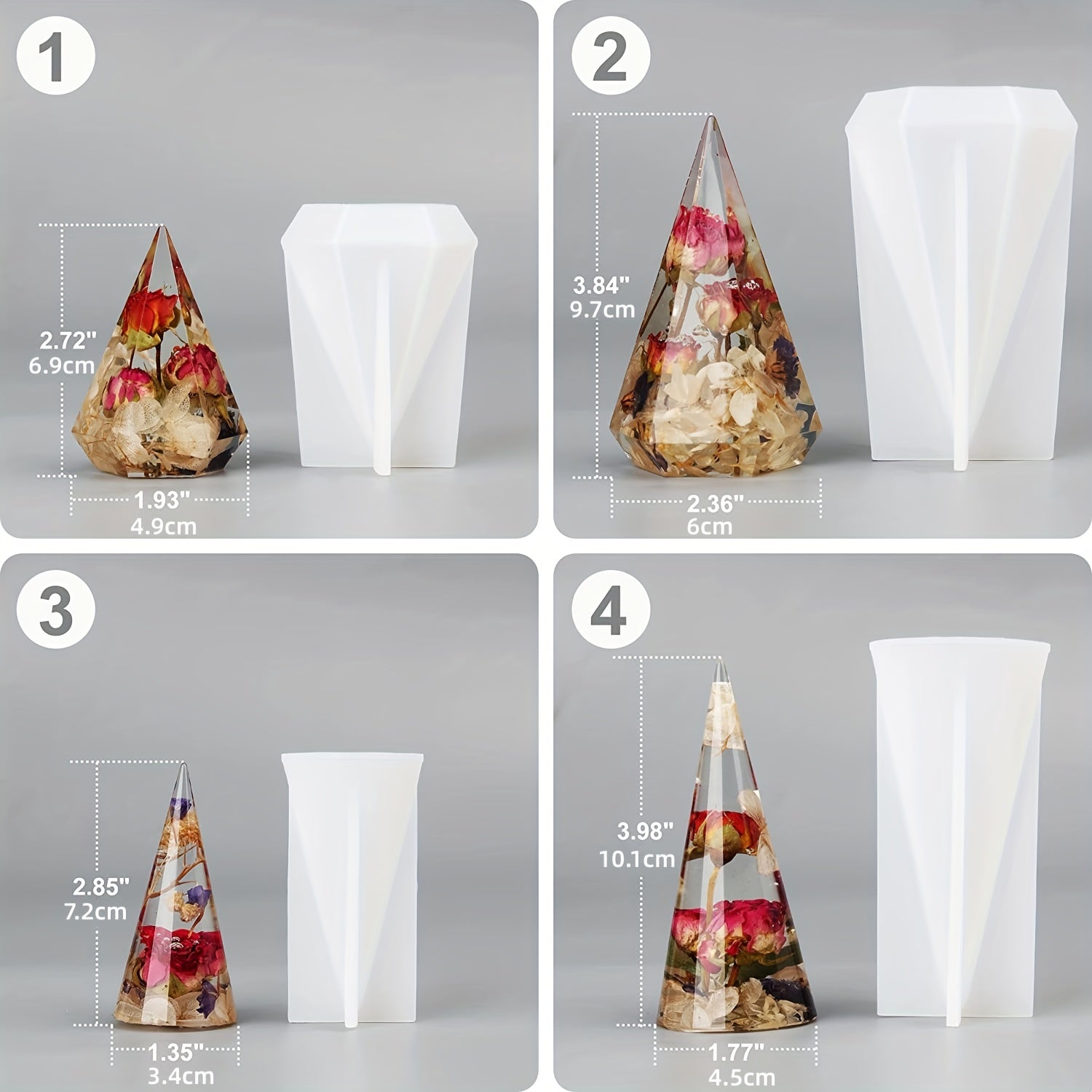 Ring Holder Silicone Molds Epoxy Resin Cone Pyramid Silicone Resin Molds