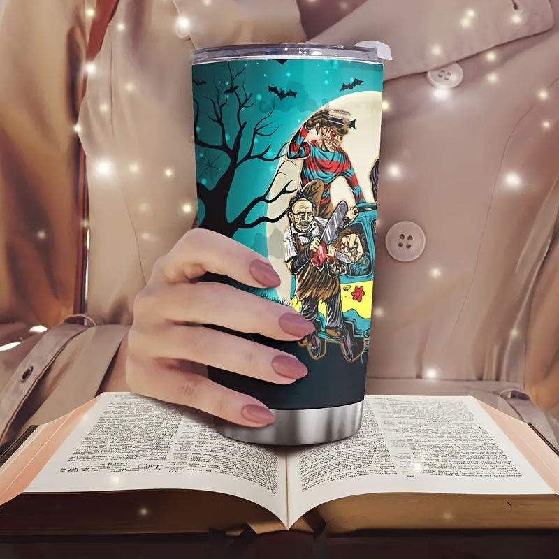 590ml Halloween Printed Stainless Steel Water Cup Double layer Leakproof Bottle