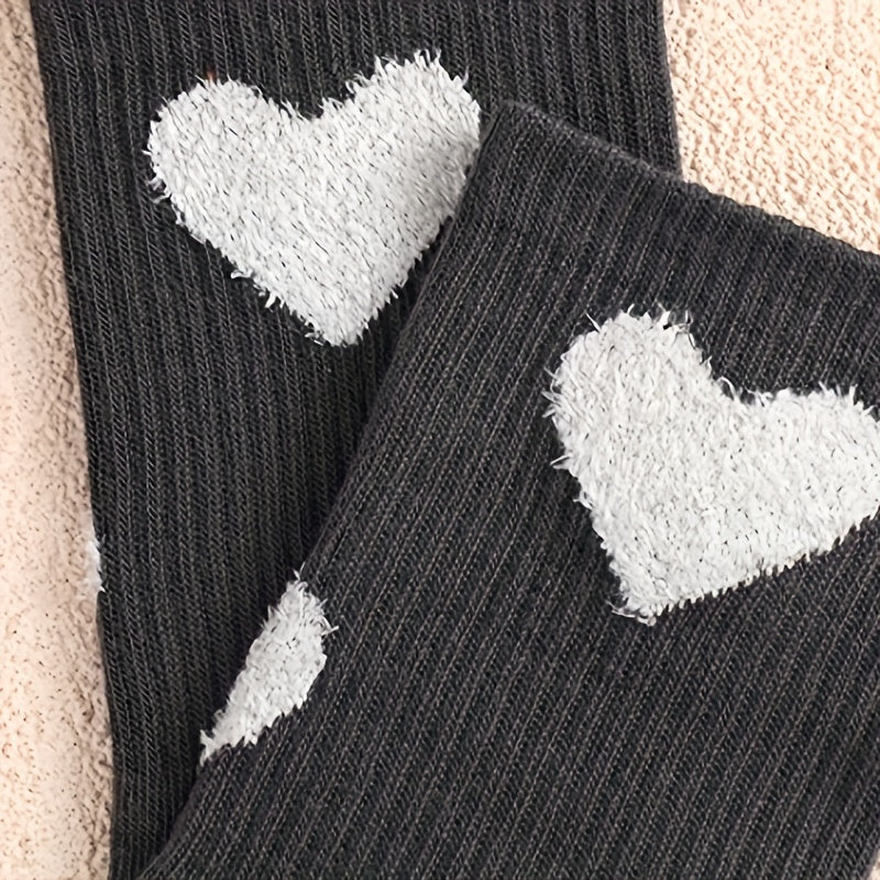 3 Pairs Heart Print Socks Mid Tube Women's Stockings