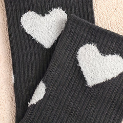 3 Pairs Heart Print Socks Mid Tube Women's Stockings