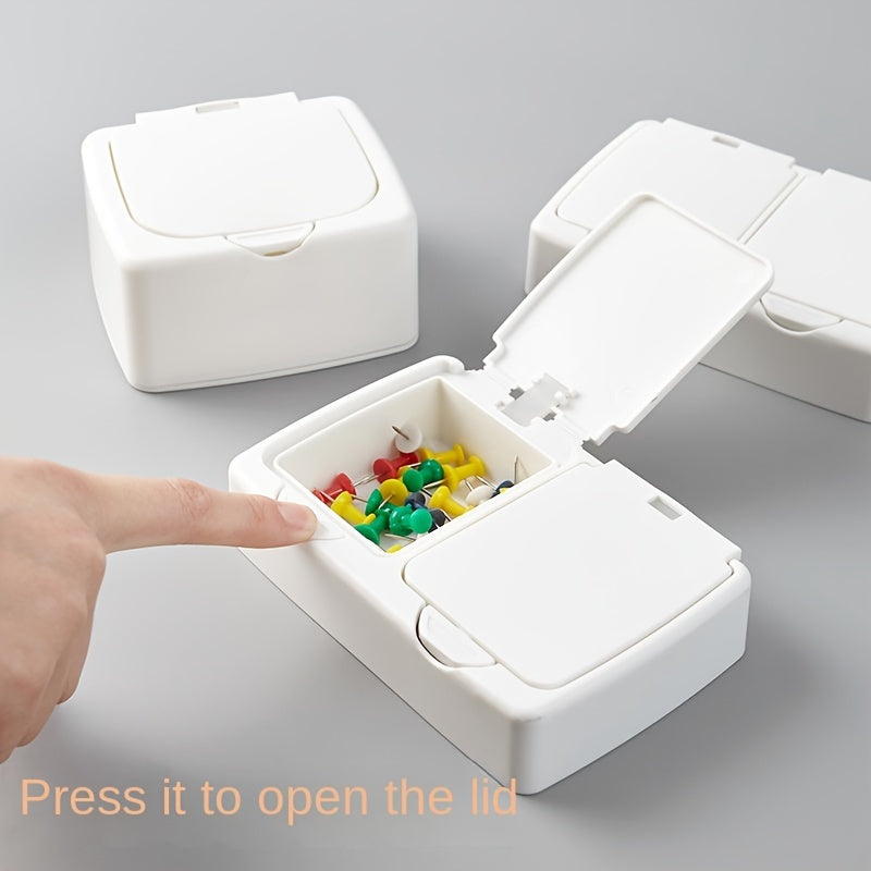 3pcs Desktop Press Storage Box with Lid for Makeup Cotton Swabs
