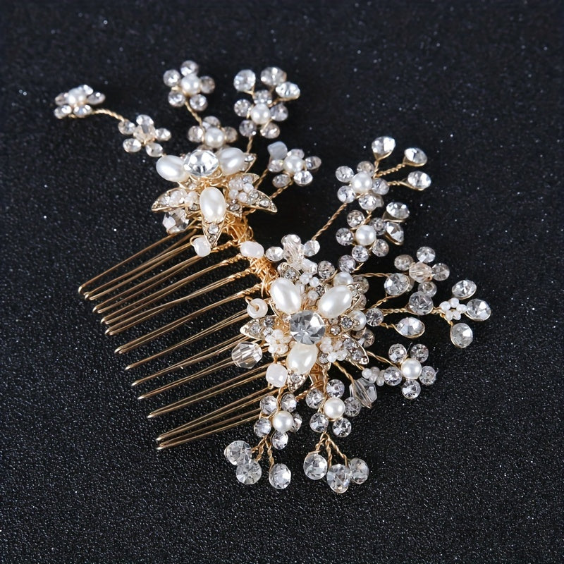 Faux Pearl Crystal Hair Comb Bridal Wedding Hair Accessories