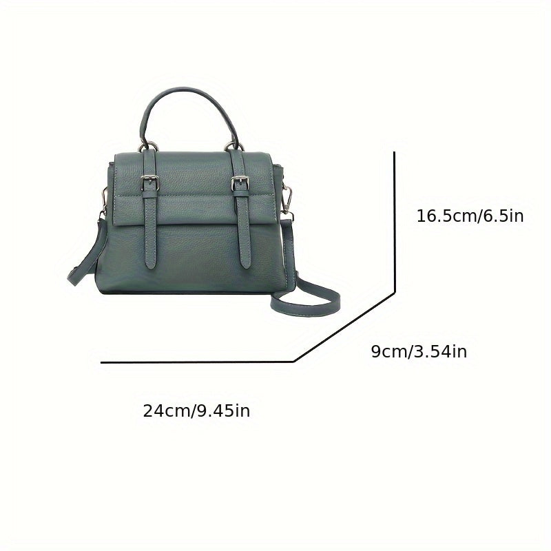 Women's Leather Crossbody Bag Detachable Strap Magnetic Closure Khaki Green
