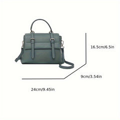 Women's Leather Crossbody Bag Detachable Strap Magnetic Closure Khaki Green