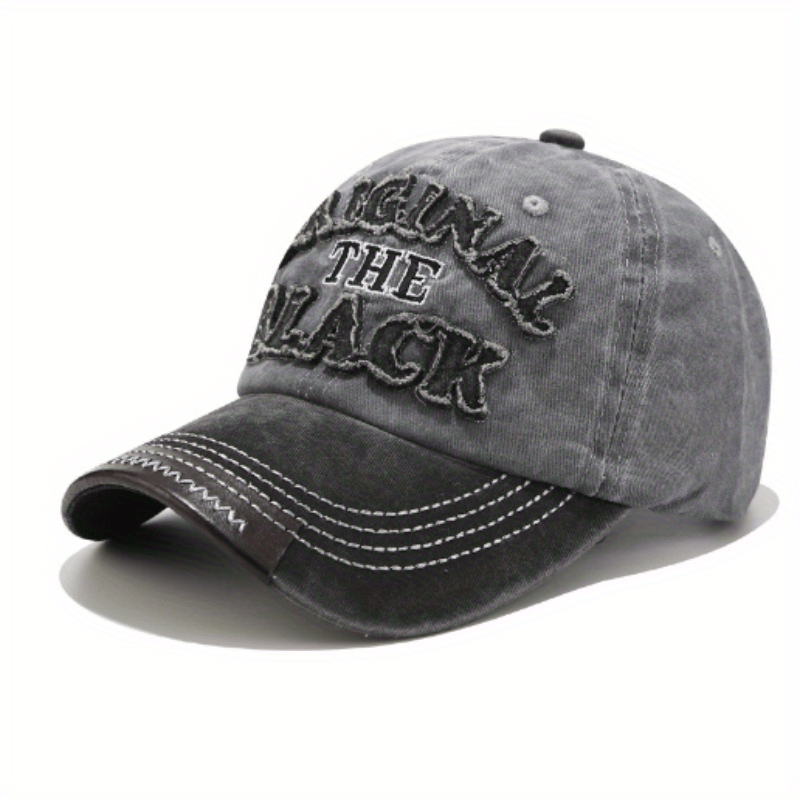 Vintage Distressed Baseball Cap Embroidered Letter Patch Sun Hat