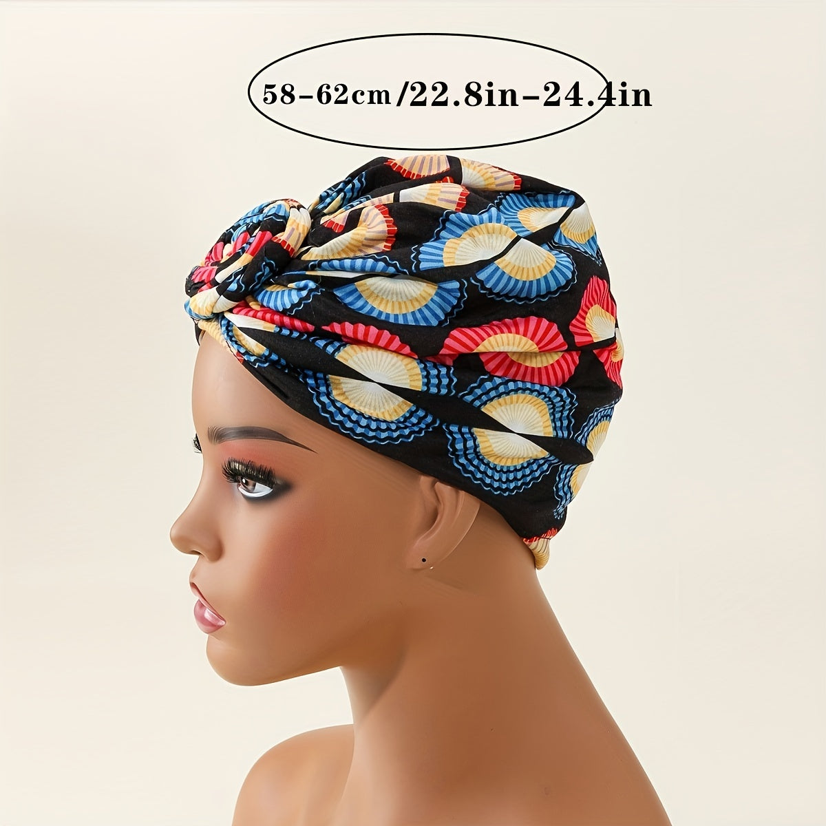 Vintage Twist Flower Turban Cap Boho Print Head Wrap Elastic Bonnet Head Scarf