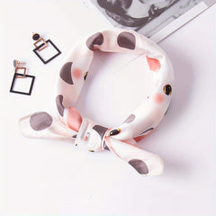 Rabbit Print Scarf Polka Dot Satin Neckerchief Bandana Head Wrap Hair Accessory