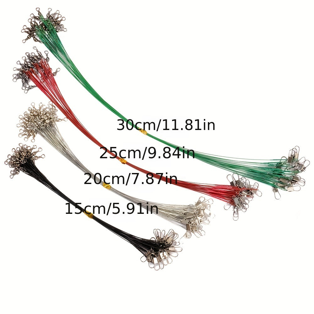 20pc Heavy Duty Fishing Wire Leaders with Swivels Anti Bite Gear