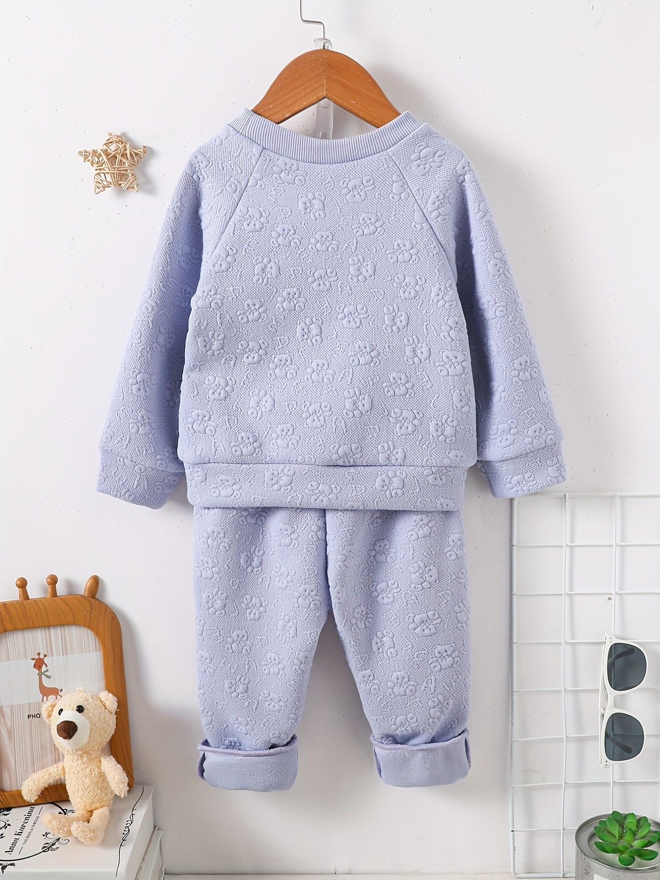 Boy's Bear Jacquard 2pc Sweatshirt & Sweatpants Set DADDY'S BOY