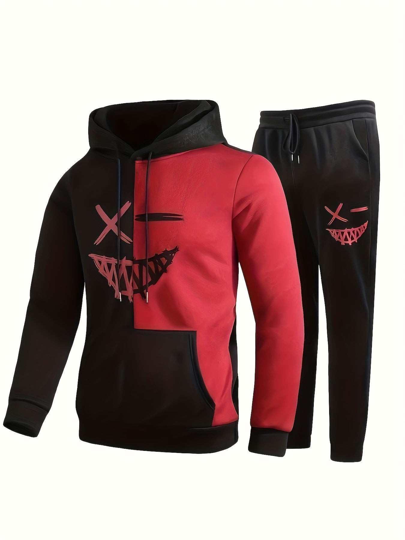 Men's Pocket Hoodie & Sports Trousers Set for Spring & Autumn